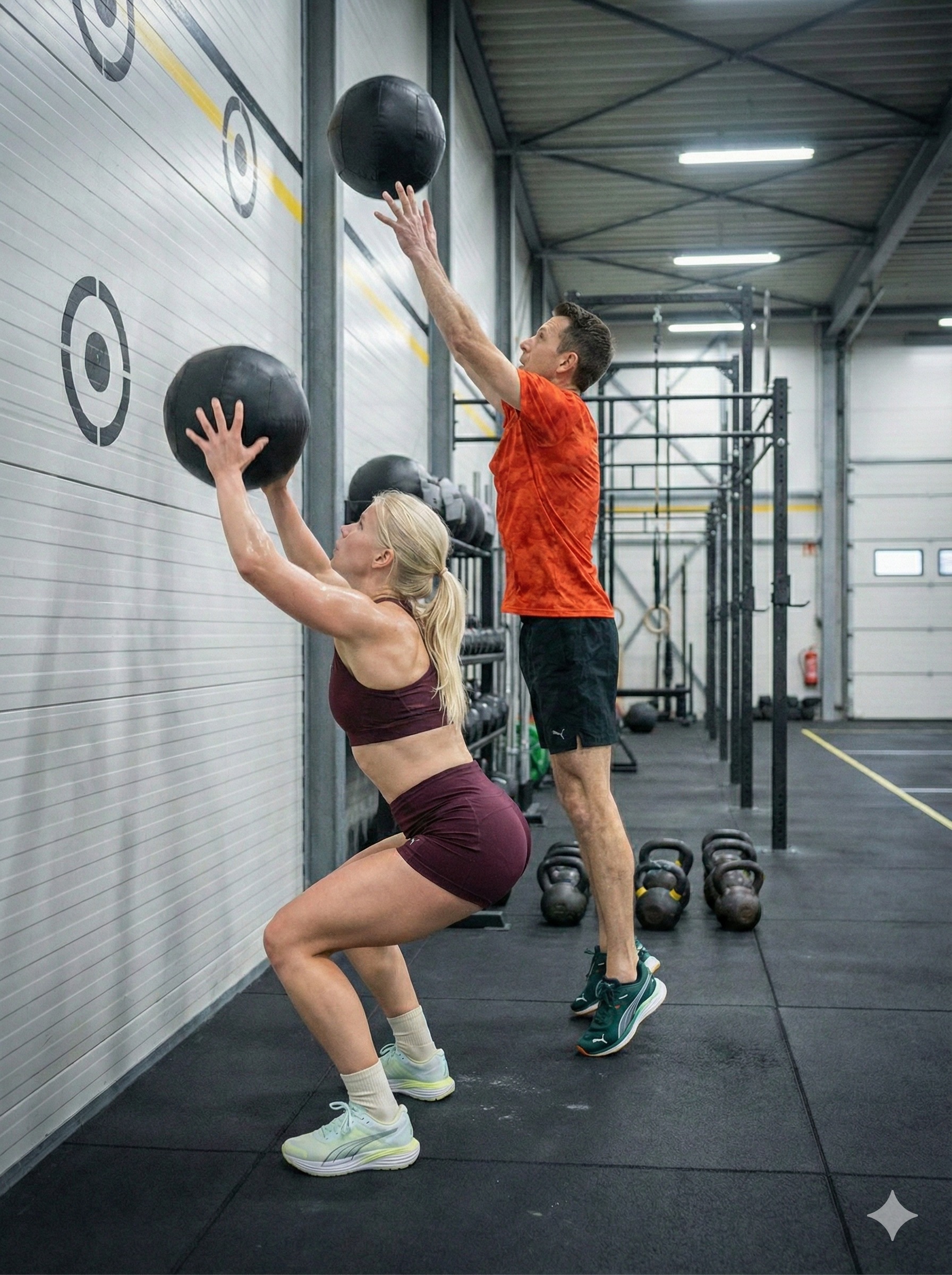 Atleta realizando zancadas con saco estilo Hyrox